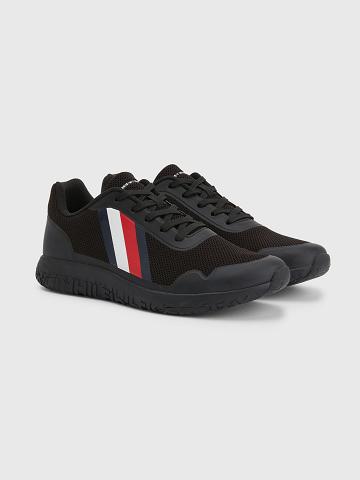 Férfi Tommy Hilfiger Könnyű knit Sneaker Fekete | HU 1407EBC